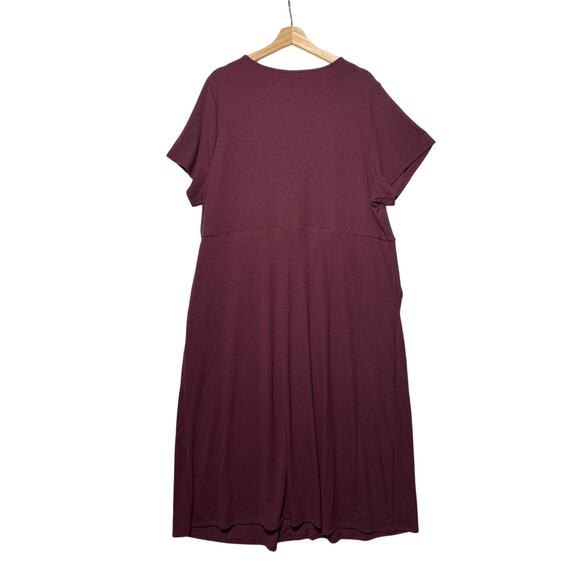Torrid Ribbed Knit Button Front Detail Midi Dress Sz 3X Burgundy Pockets Stretch - Picture 8 of 13